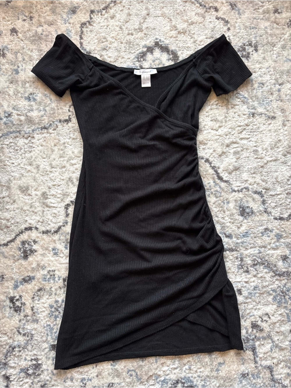 Revamped Black One-Shoulder Wrap-Style Dress